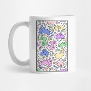 Neon Pastel Bunny Rabbits with Spring Flora Mug